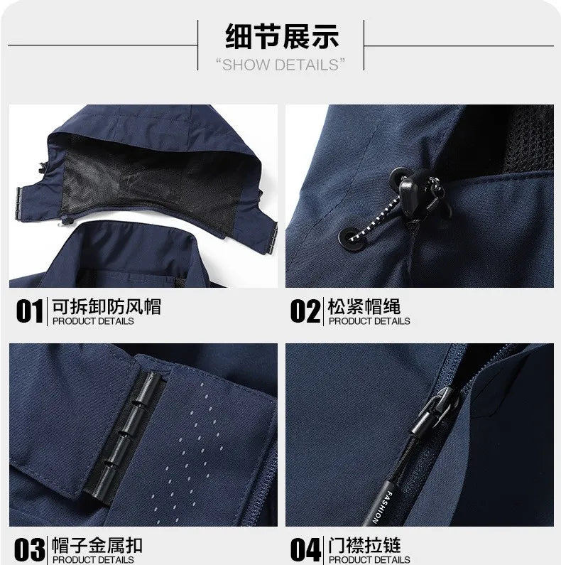 Men's Waterproof Raincoat Hooded Lightweight Cycling Jacket Windproof Hiking Outdoor Leisure Street Style Breathable Windbreaker