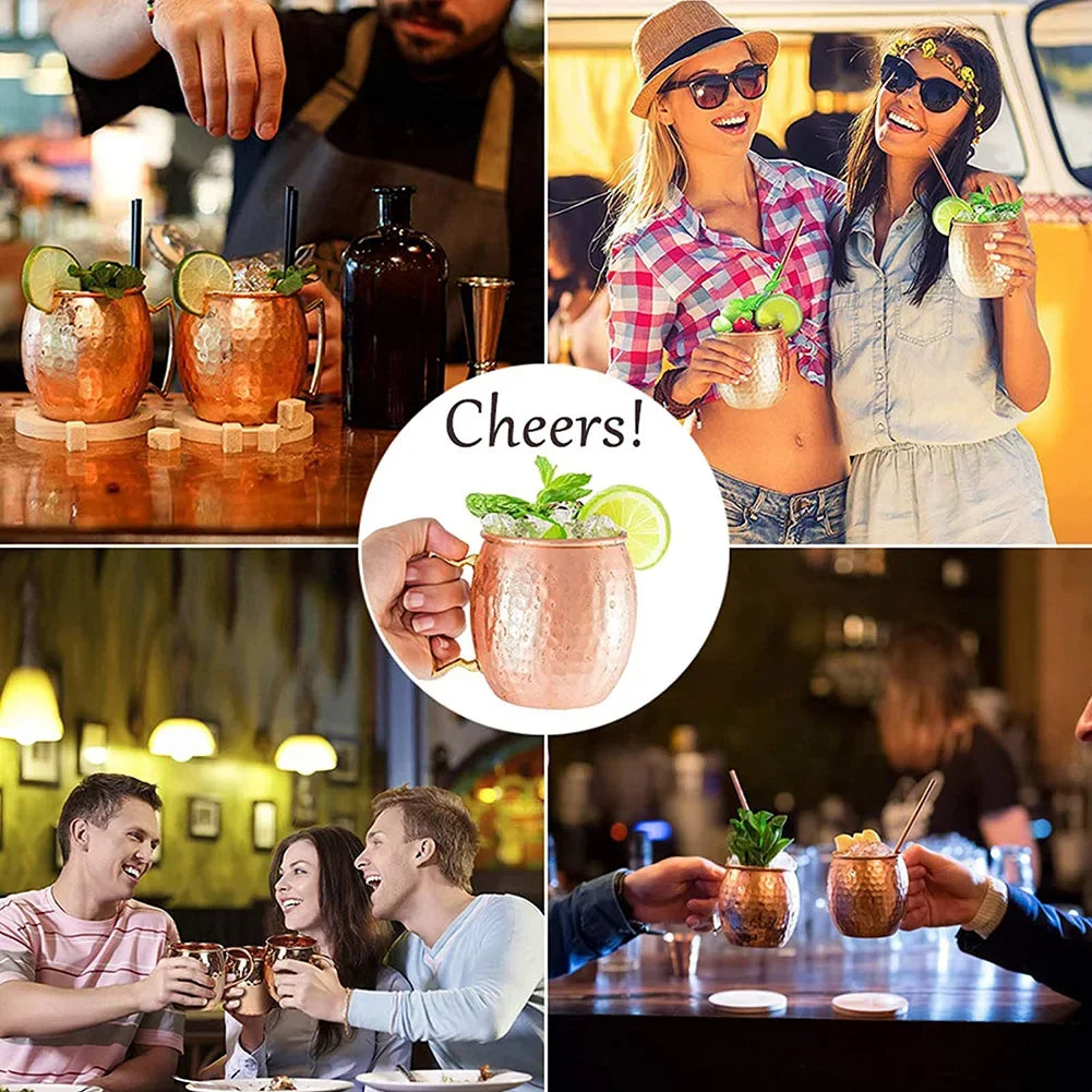 1-6PCS Cocktail Wine Cup Moscow Mule Mugs Stainless Steel Copper Plated Juice Beer Cup Coffee Mugs Bar Champagne Party Drinkware