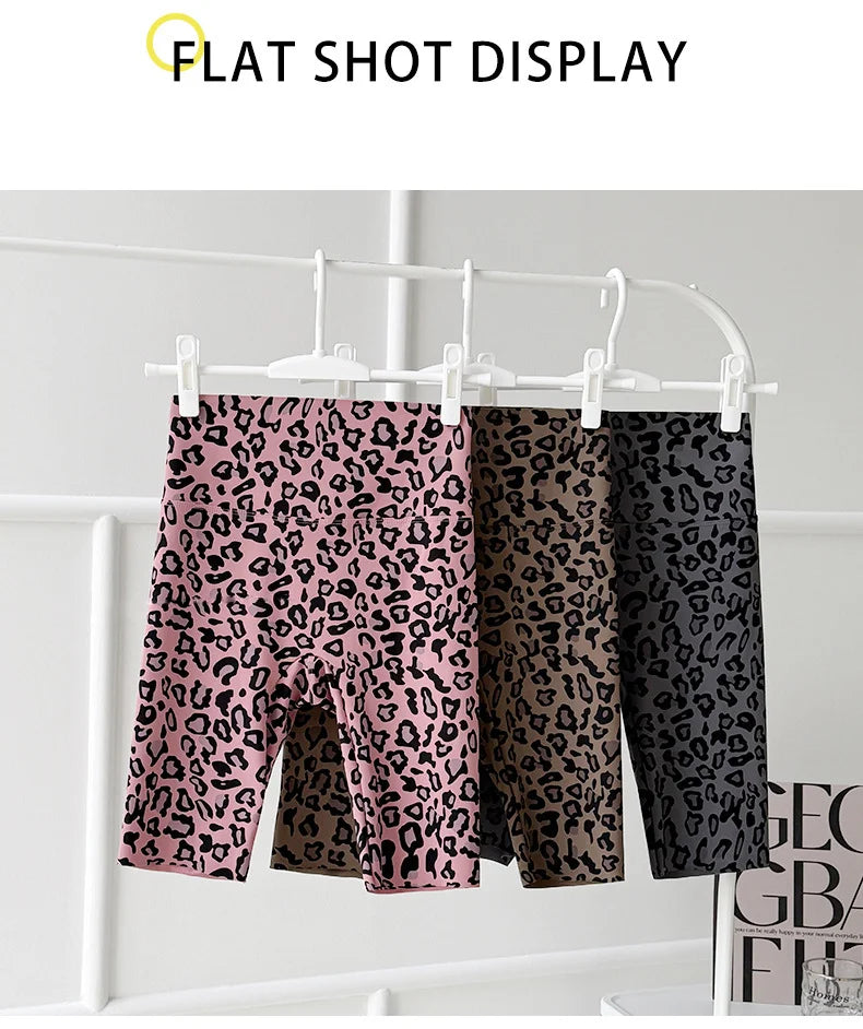 BIVIGAOS Summer Fashion Trend Leopard Print Cycling Shorts Women High Waist Tight Sexy Sport Short Leggings Fitness Biker Shorts