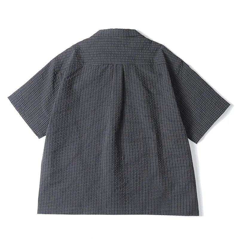 Summer Outdoor Shirt Men Short Sleeve Summer Streetwear Cleanfit Fashion Loose Casual Oversize Plaid Blouse Hawaiian Shirts