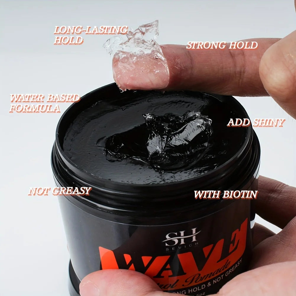 360 Deep Waves Control Pomade 100g Male Wavy Hair Gel Styling Clay Deep Waves Cream With Brush Silky Cap Wave Control Pomade