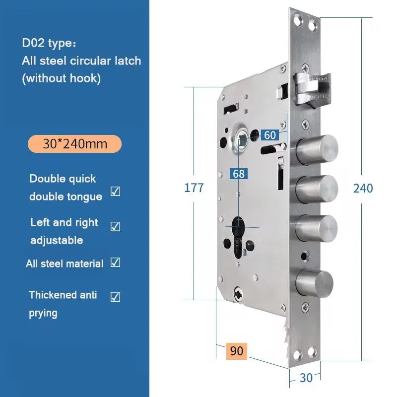 Stainless Steel Security Door Lock Body Smart Fingerprint Lock Body For Anti-theft  And 6068 Fingerprint Lock Body Accessories