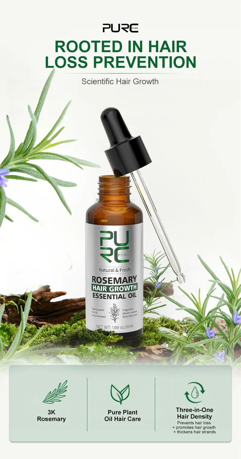 PURC Rosemary Hair Oil and Morocco Argan Oil Shampoo Sets Smoothing Repair Damaged Frizz Hair Care Products for Men Women