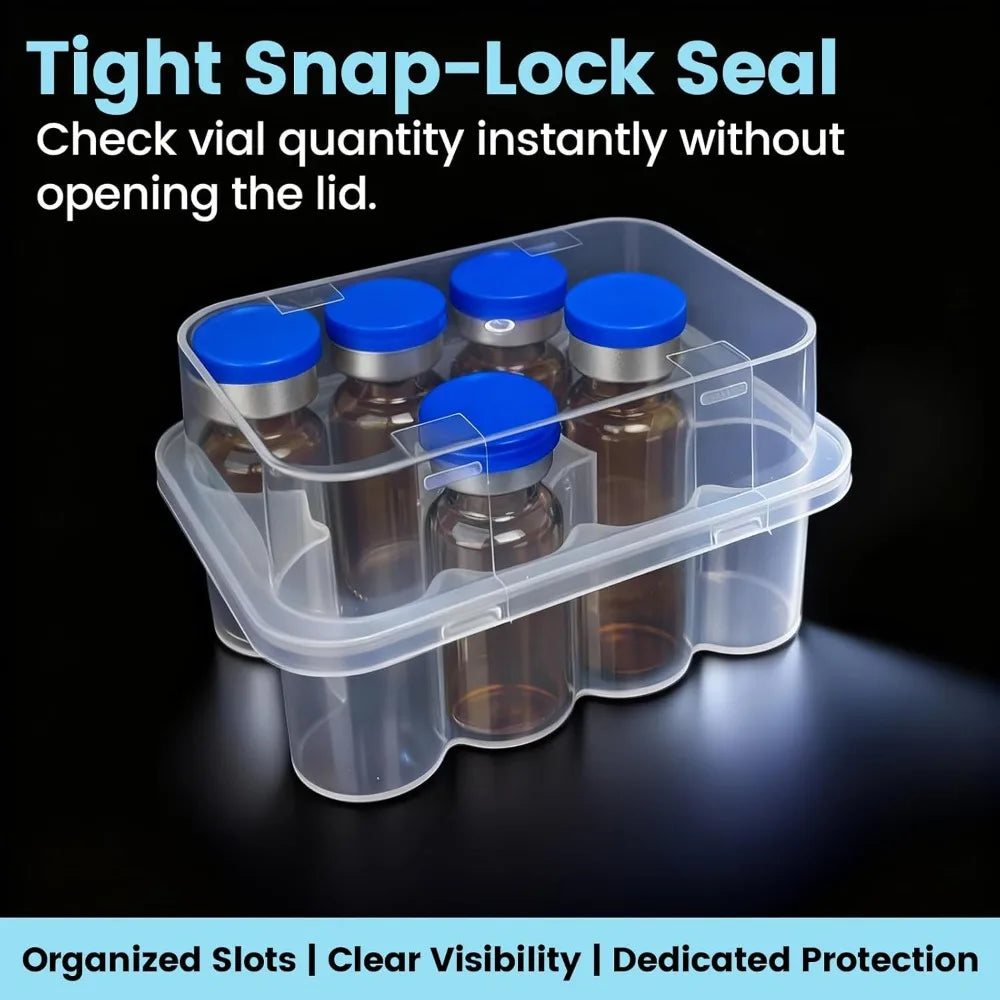 3/5/7/10mL 2/10/24-Slot Vial Storage Case Plastic Clear Microtube Storage Box Stackable Freezer Tube Box Refrigerator Organizer