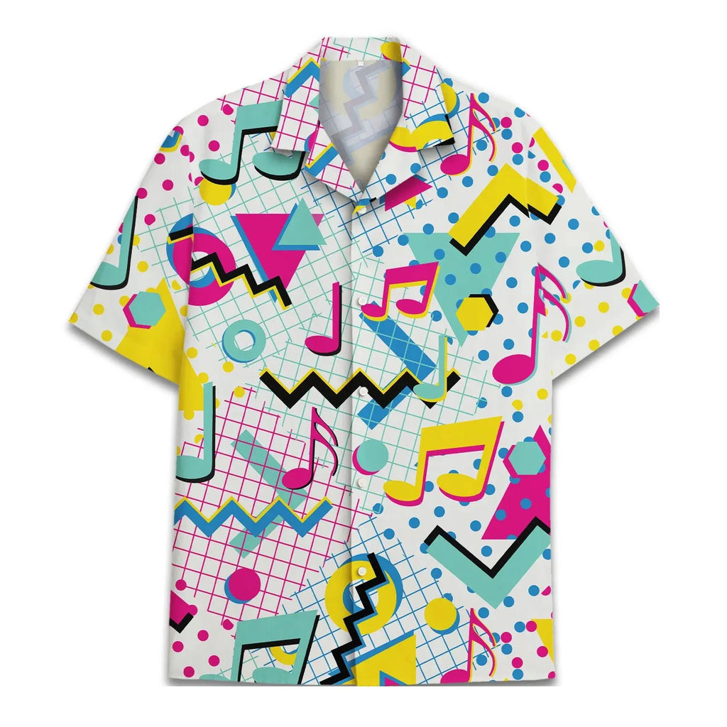 Retro Disco Music Cube Hawaiian Shirts For Men Galaxy Pop Skateboard Mens Hawaiian 80s 90s Shirts Short Sleeve Hip Hop Shirts