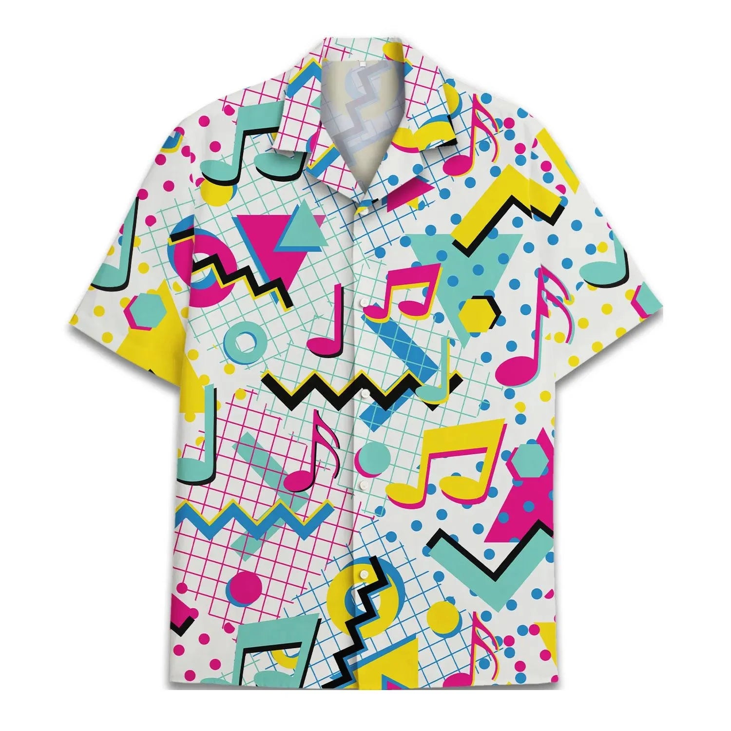 Retro Disco Music Cube Hawaiian Shirts For Men Galaxy Pop Skateboard Mens Hawaiian 80s 90s Shirts Short Sleeve Hip Hop Shirts