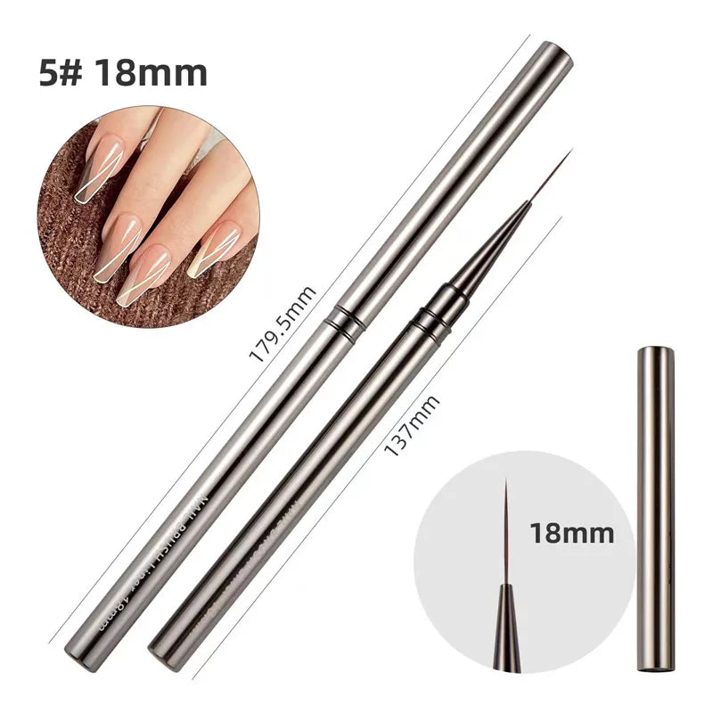 Nails Art Liner Brushes UV Gel Brush 6/9/12/15/18mm Nail Design Pen Elongated Lines Striping Painting Professional Manicure Tool