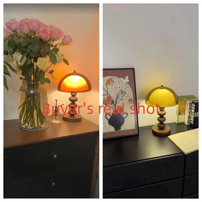 New Acrylic Lampshade Mushroom Lamp Retro Wabi Sabi Style Living Room Decoration Atmosphere Perpetual Light E27