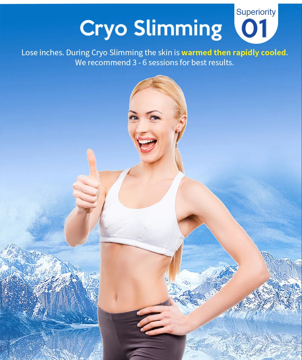 Professional Cryoskin Slimming Machine 2 Round Heads 2 Freezing Plates Skin Tightening Cellulite Removal Device
