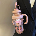 1100ML Sports Water Bottle Cute Aesthetic Large Capacity Straw Cup for Women Children Water Cup Summer Outdoor Portable Use