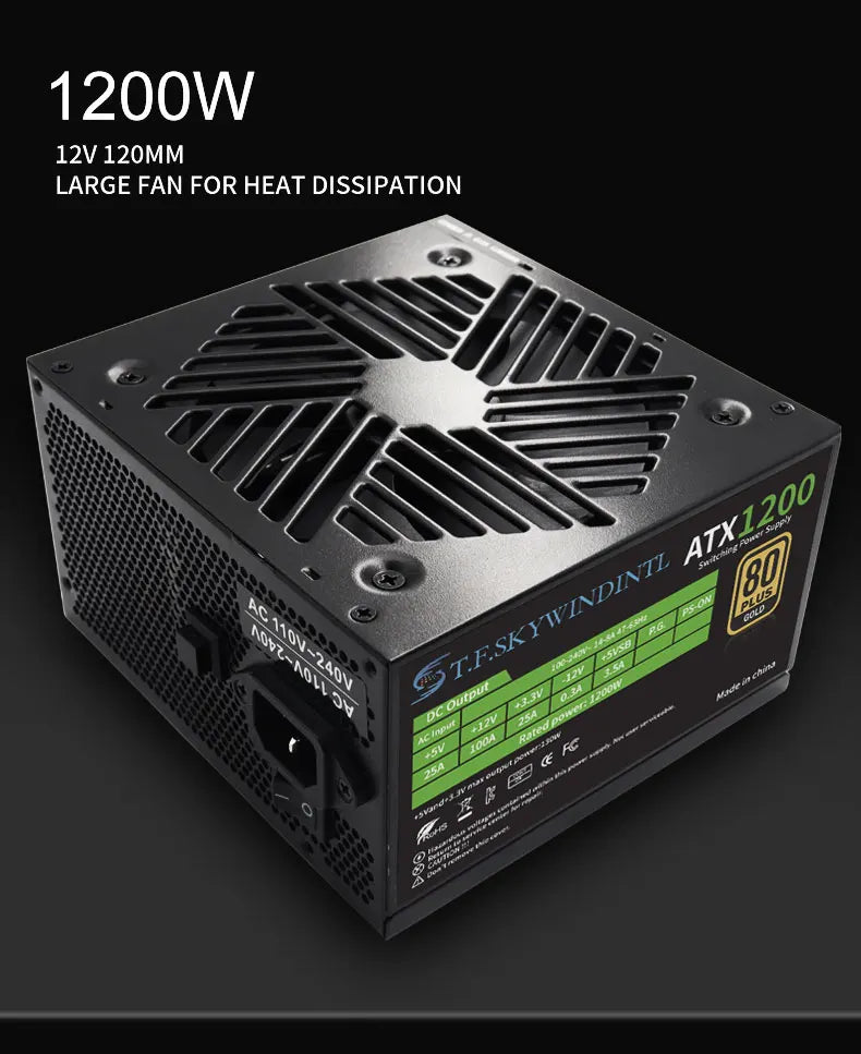 PCIE 5.0 1200W PC Power Supply Full Modular PSU For Power Source 1200W WATT Power Supply ATX PC PSU GPU Gaming Graphics