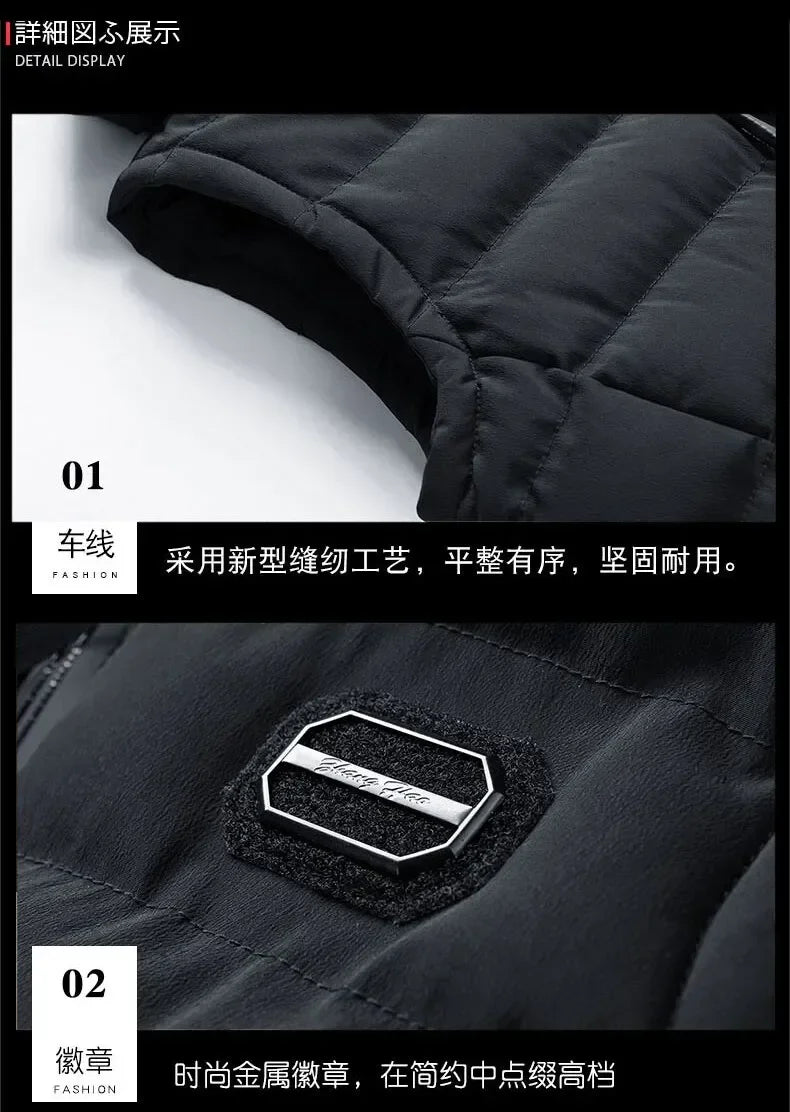 Fashion Warm Hooded Male Winter Vest Light Plus Size Mens Work Vest Waistcoat Hooded New Fleece Autumn Sleeveless Jacket for Men