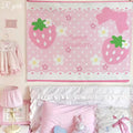 Sweet Pink Strawberry Tapestry, Polka Dot Wall Hanging, Cute Kawaii Background Cloth for Bedroom Dorm Aesthetic Decor