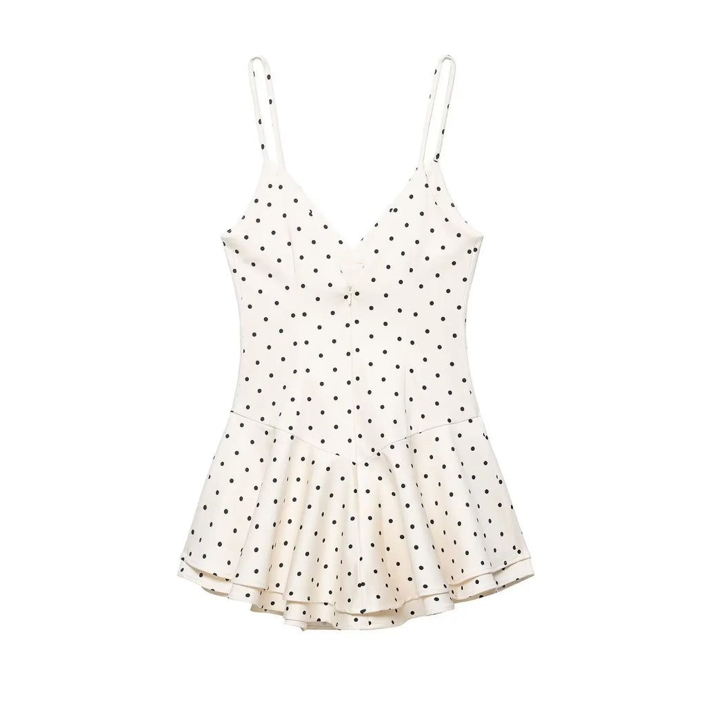 Typhaland Elegant Polka Dot Sling Dress for Women Fashion Sleeveless High Waist Mini Dress 2026 New Summer Vacation Clothes