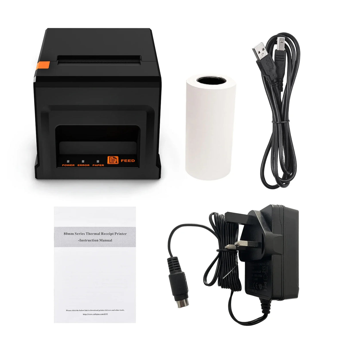 【POS-8360】80mm USB+LAN Receipt Printer POS Printer with Auto Cutter Desktop Direct Thermal Printing Compatible ESC/POS for home