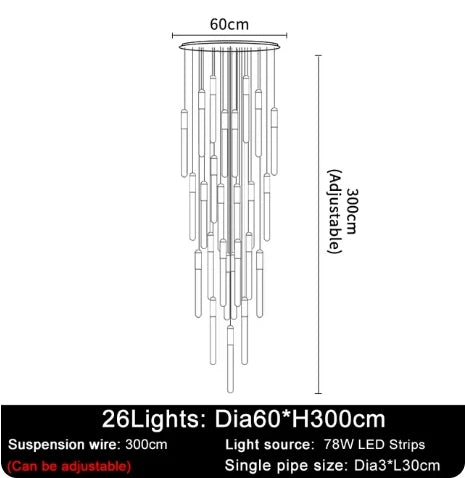 Modern Staircase Long Ceiling Chandelier LED New Lustre Living Room Lighting Kitchen Home Decoration Lamp Pendant Light