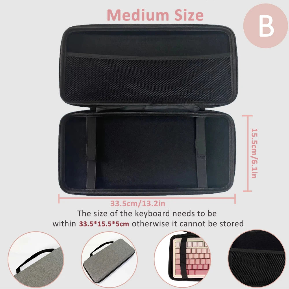 Hard Case Keyboard Storage Bag Grey Black Dustproof Protective Keyboard Box 60 75 80 95 100 Layout Mechanical Keyboard Case