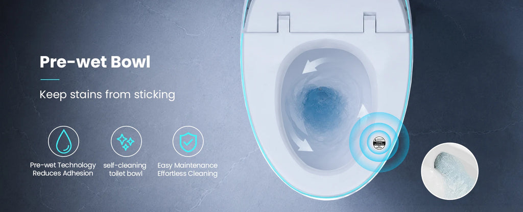 Sanyipace Smart Toilet Seat with Bidet 17.3" ADA Comfort Height Air Dryer Heated Seat Warm Water 1000 Map 360° Auto Flush Toilet