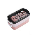 Double-layer Lunch Box 1pc Portable Compartment Food Box Microwave Lunch Box With Fork Chopsticks And Spoon for School Office