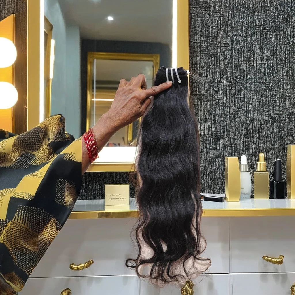 12A Hot  Wholesale South Indian Temple Hair Extension single donor Body Wave 28 Inches Straight Weft Raw Human Hair
