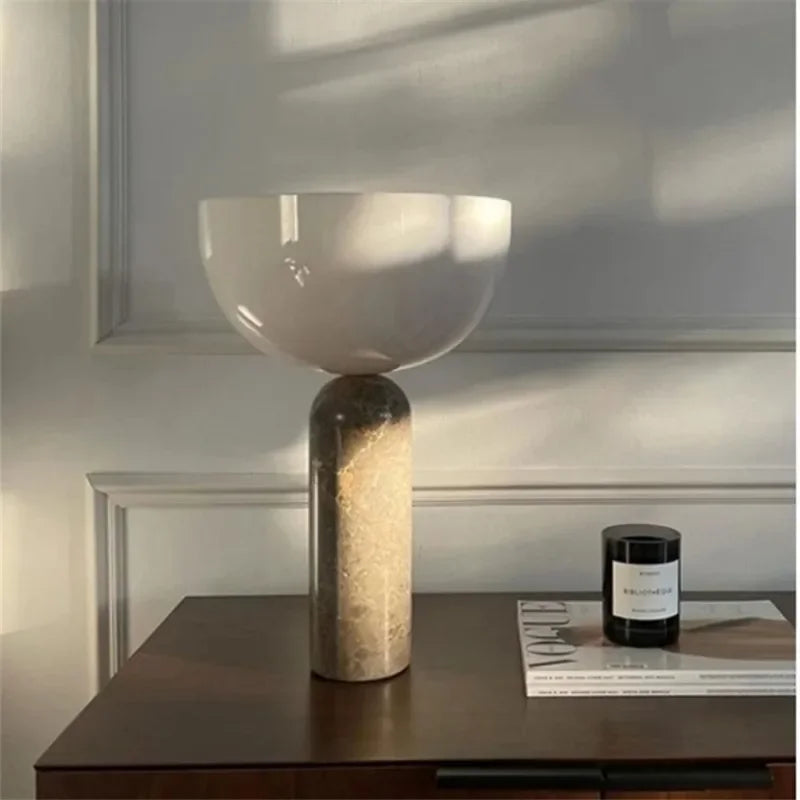 LED Minimalist Touch Mushroom Lamp Designer Marble Table Light Study Room Office Desk Lamp  Living Room Bedroom Beside Lamp