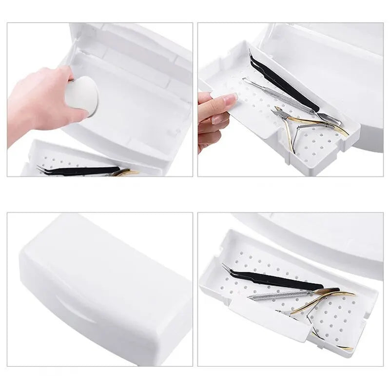 Nail Art Tools Sterilizer Tray White Sterilization Box Disinfection Container Manicure Tools for Salon Nails Accessoires