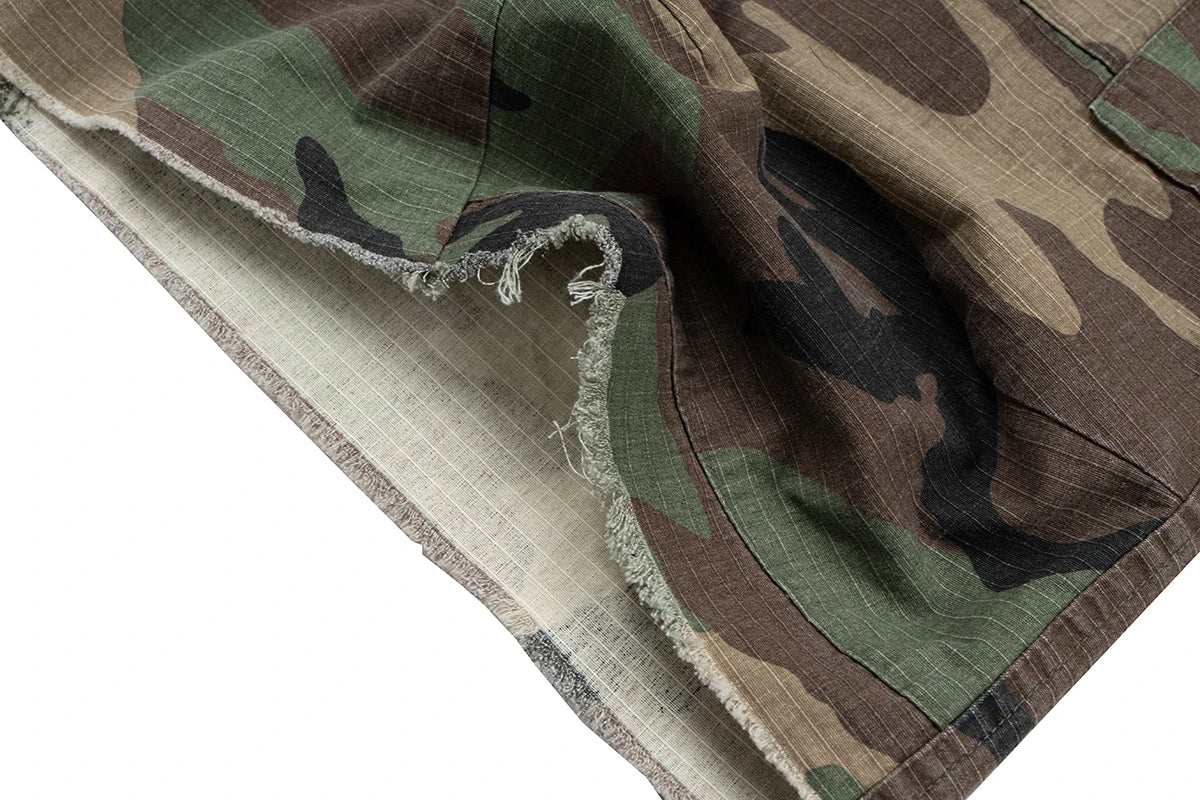M65 Silhouette Camouflage Cargo Cropped Shorts for Men Wide Leg Patchwork Baggy Summer Shorts Oversized Loose Over Knee Pants