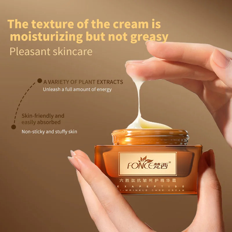 FONCE Hexapeptide Anti-wrinkle Essence Facial Cream, Fine Line Reducing, Moisturizing, Nourishing and Lifting Cream 50g