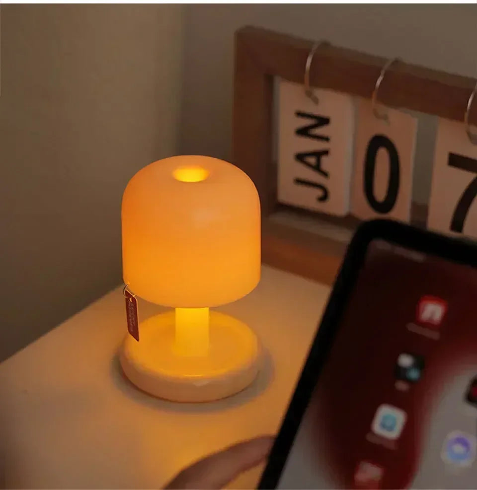 USB Rechargeable LED Table Lamp Mini Sunset Night Light Mushroom Lamp Desk Bedroom Bedside Lamps Bar Room Decoration Mood Light