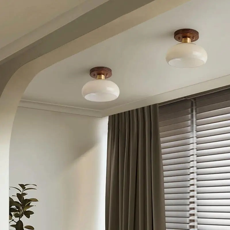 IWHD Walnut Copper LED Ceiling Lights Decoration Aisle Corridor Living Room Light Home Lighting Modern Ceiling lamp Luminaria