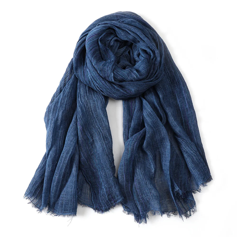Cotton Linen Striped Men Scarves Autumn Winter Warm Neckerchief Pashmina Male Accessories Short Tassel Bufanda Shawl