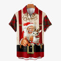 New Christmas Graphic Santa Claus Cosplay Men Shirts Hawaiian Harajuku Tops Short Print Tee Lapel Fashion Holiday Clothing