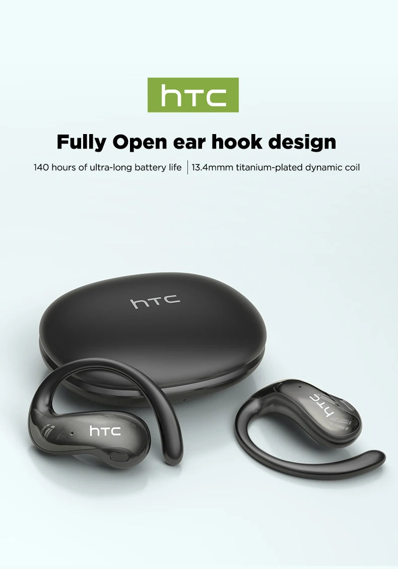 Bluetooth Wireless Headset HTC NE19 Open Ear Sports Earbuds Strong Bass Waterproof Ear Hook Stereo Bluetooth Auricles Choice