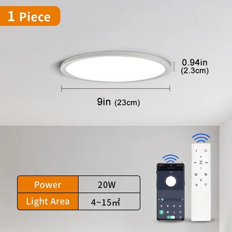 Led Ceiling Lights Large 20Inch Ultra-thin Remote Control APP Dimmable Smart Modern Lamp For Living Room Bedroom Home Decoration