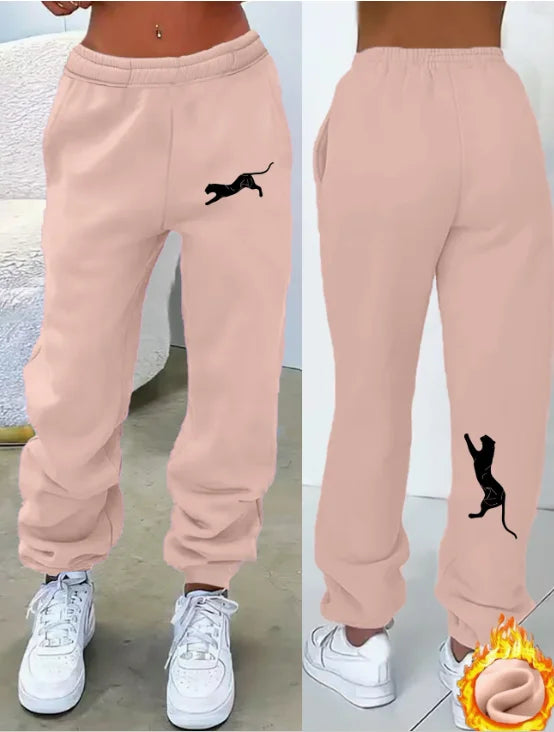 Y2K, Trendy Fashion, Trendy Prints, Women's Fleece-Lined Loose Sweatpants, Casual and Comfortable, Women's Autumn and Winter Clothing