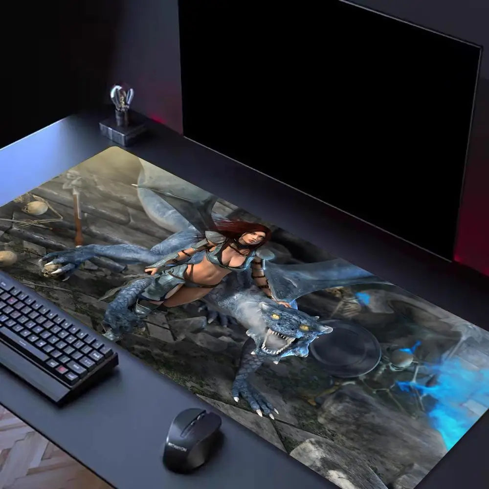 D&D D-Dungeon & Dragons Mouse Pad Tapetes de Mesa Teclado, Borracha Kawai, Tapete de Mesa Antiderrapante, XXL90x40cm