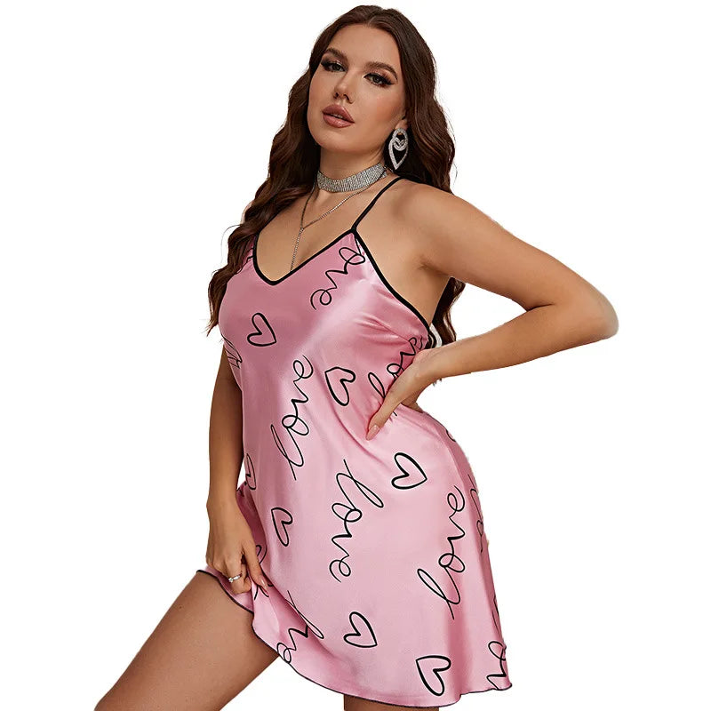 2026 Women's Love One-piece Nightdress Summer Sexy Suspender Dress Loungewear Pajamas Women