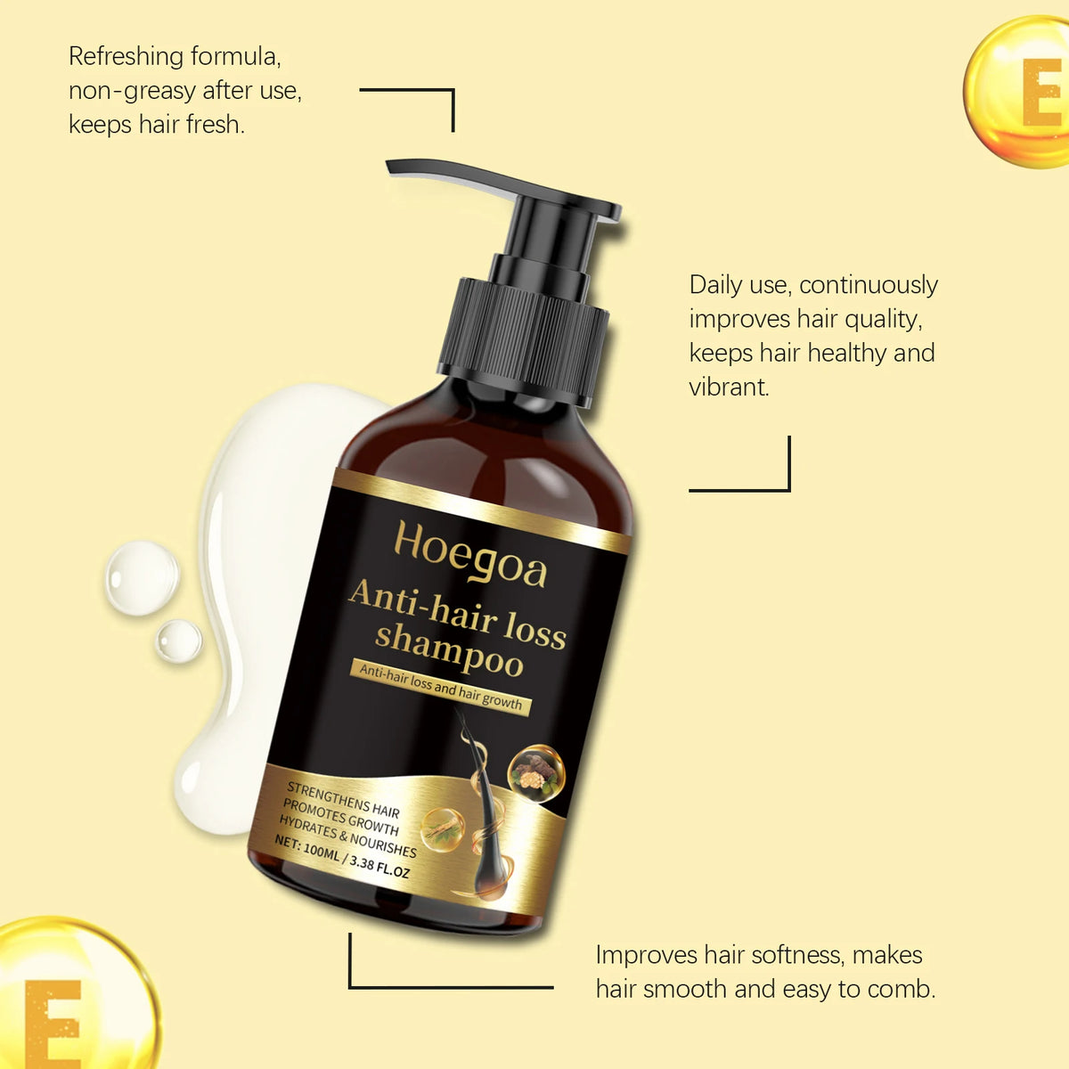 Ginseng shampoo cleans the scalp, moisturizes, moisturizes, softens hair, improves hair quality, Ginseng shampoo