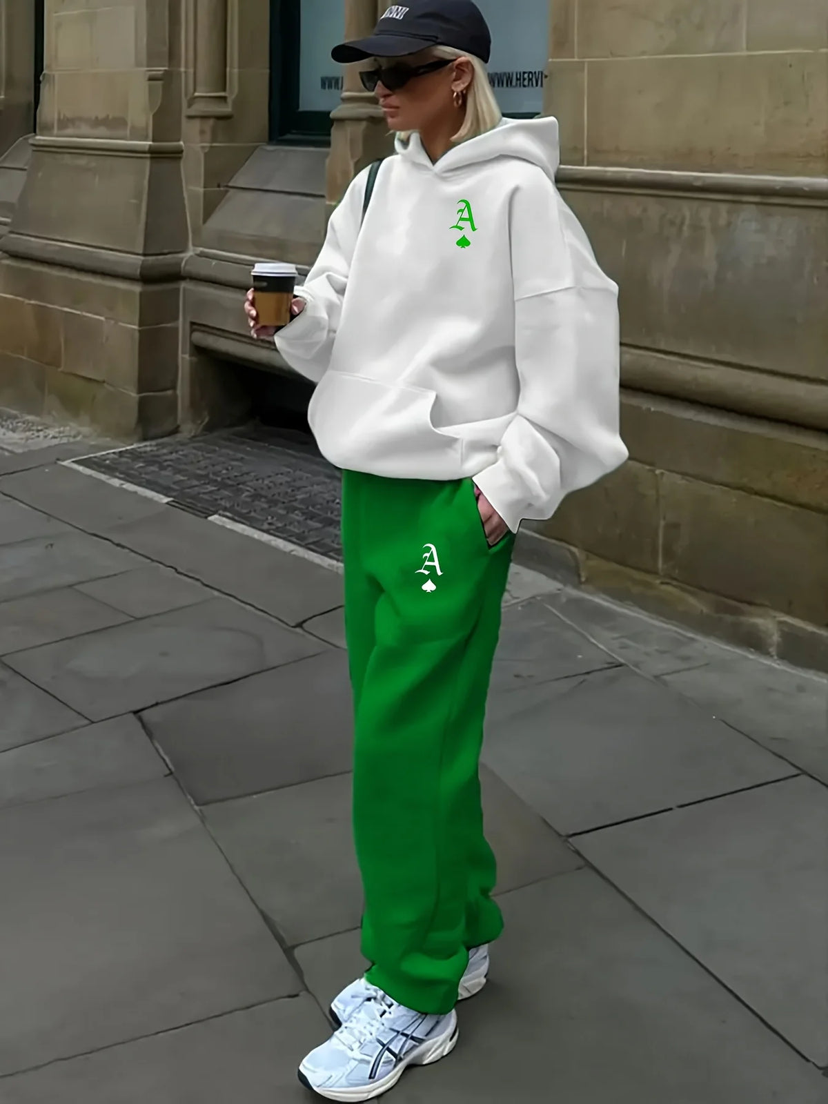 women Hoodies+sweatpant set Hip Hop Street Casual Printed Hoodie Oversize Loose New Sweatshirts Autumn Warm Fleece Clothing