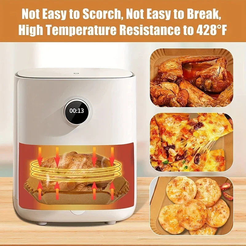 50/100PCS Air Fryer Special Paper Tray Household High Temperature Resistant Oil Absorbing Paper Pad Square Baking Paper Kitchen