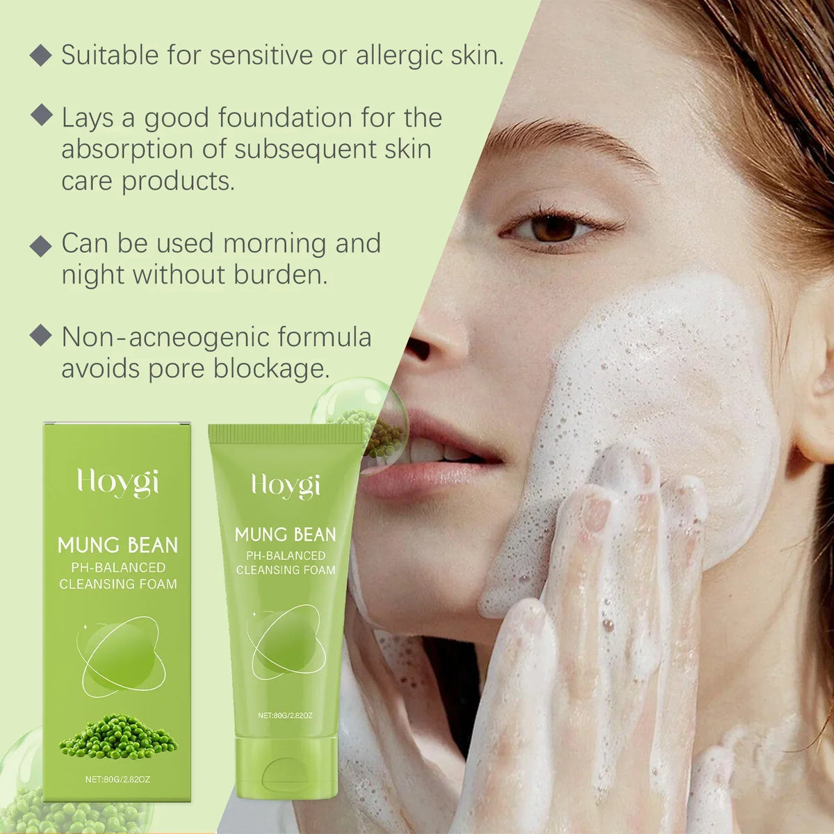 Mung Bean Hydrating Facial Cleanser Gentle Pore Cleansing Soft Non-Tightening Skincare Bridal Wedding Day Prep Essential