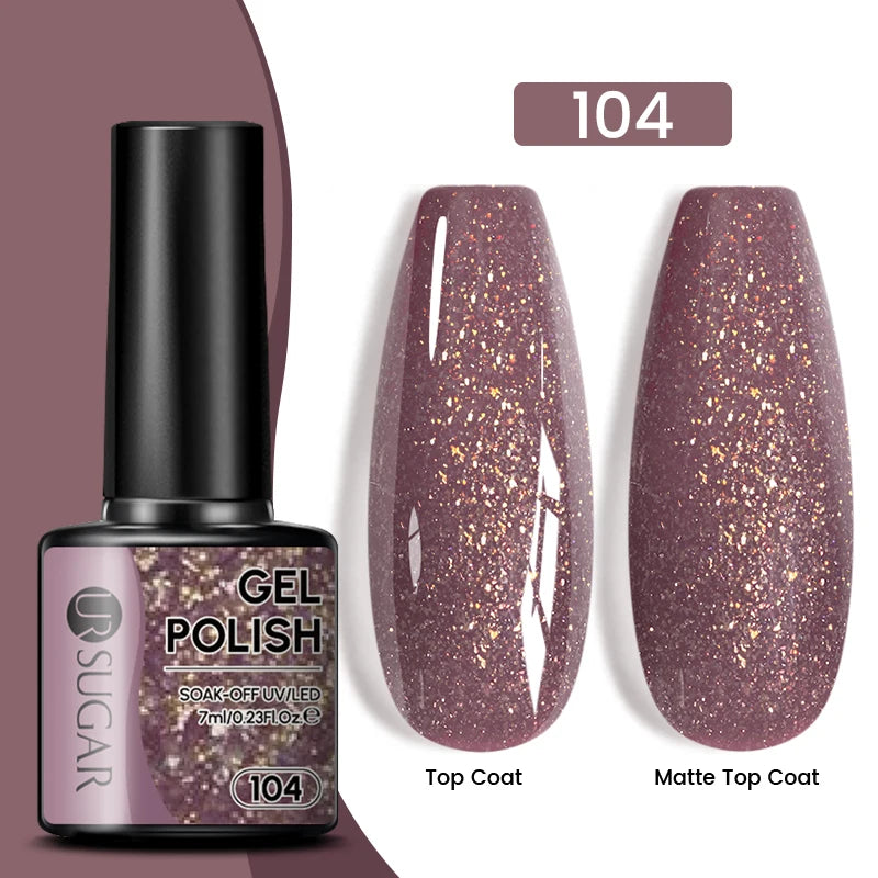 UR SUGAR 7ML Valentine’s Day Gel Nail Polish 107 Colors Classic Black Red Glitter Semi Permanent Autumn Soak Off UV Gel Varnish