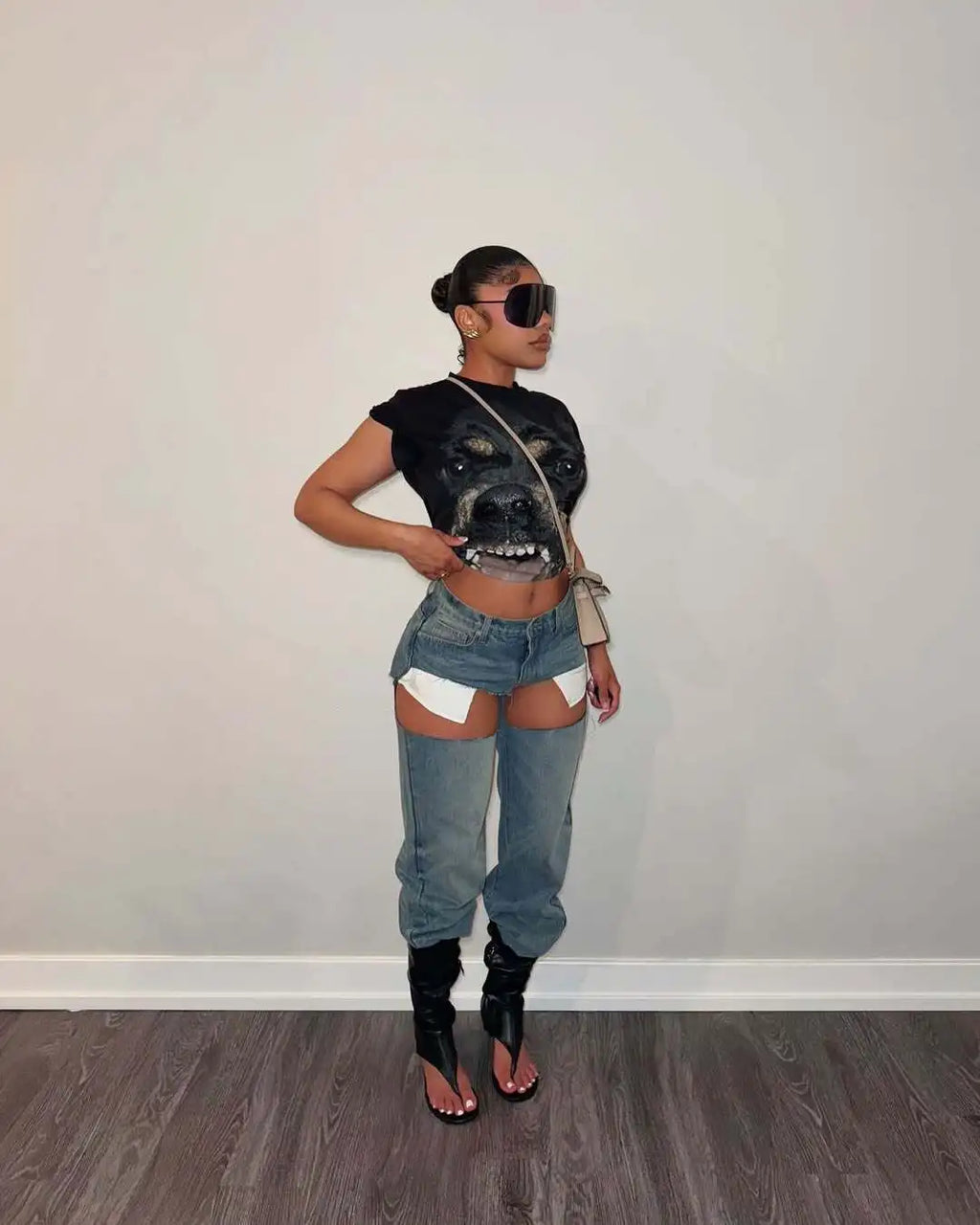 FAGADOER Y2k Sexy Hollow Out Denim Pants Women Solid Color Hole Patchwork High Waist Jeans Female Streetwear Bottoms 2025 New