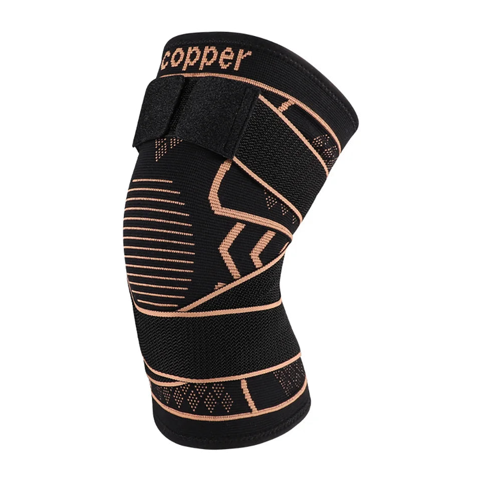 1Pcs Knee Support Knitted Nylon Copper Ion X-type Stable Patella Compression With Straps Ligament Strain  Knee Pads Men Women