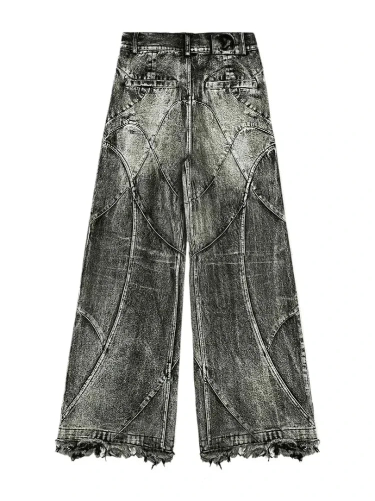 Vintage Y2k Streetwear Punk Hip Hop Jeans Women Pants Grunge Baggy Ripped Denim Trousers Gothic Distressed Wide Leg Jeans Goth