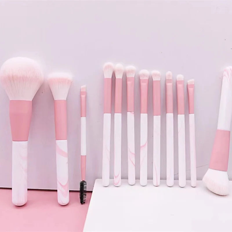 12pcs Makeup Brushes Set Portable Foundation Powder Blending Blush Concealer Synthetic Fiber Bristle Brush Blending Makeup Brush