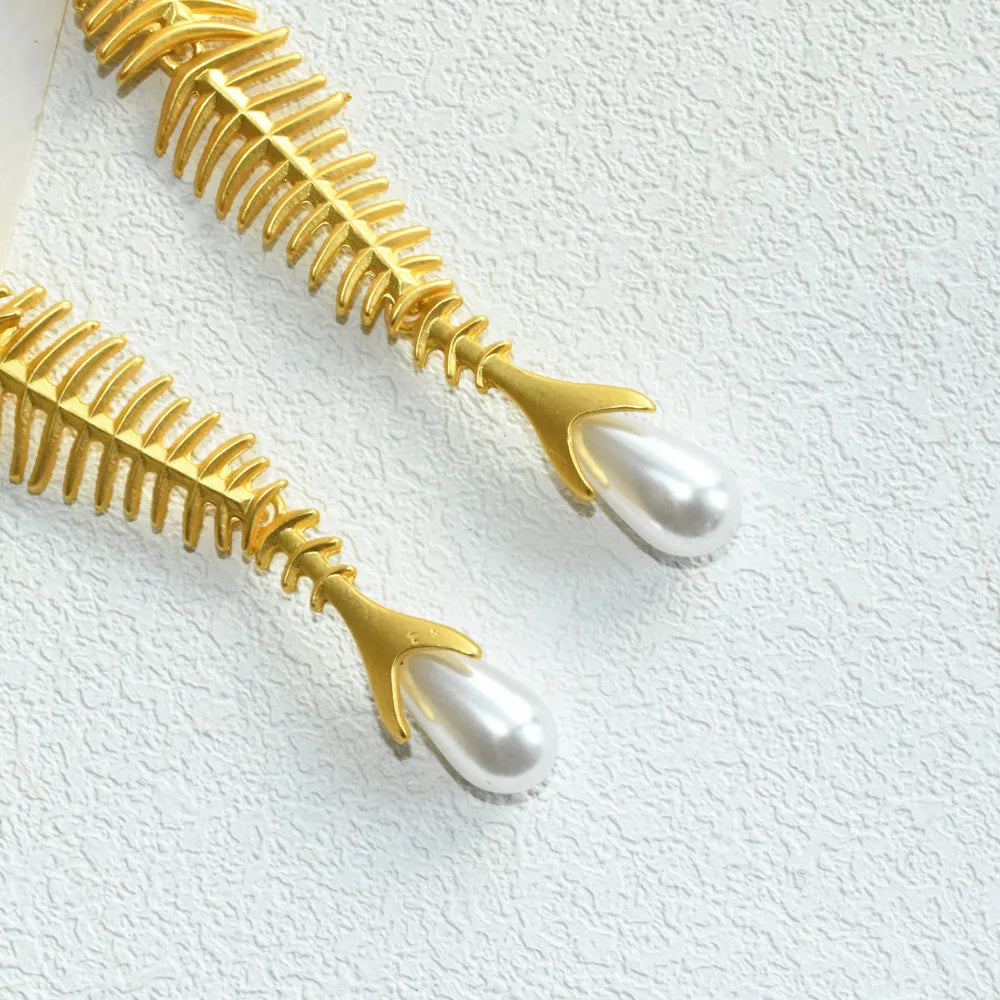 Novelty Design Alloy Big Fish Bone Pendant Choker Necklace For Women Fashion Jewelry Exaggerated Brand Show Statement Necklace