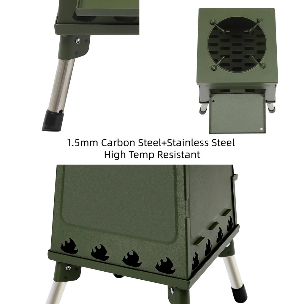 Tent Stove | Black/Green | Portable Wood Stove for Camping Outdoor | Tent Heater Camping Stove Wood Tent Stove Outdoor