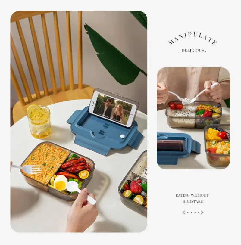 Food-grade Lunch Boxes Home Children's Compartments Bento Box Can Be Heated Microwave Oven Student Rectangle Plastic Lunch Boxes