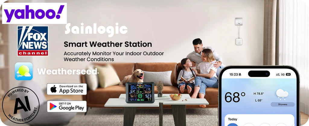 Sainlogic SA9 Plus Smart Weather Station, WiFi/Bluetooth Wireless Sensor, Weatherseed AI 24H Forecast, Rain/Wind/UV, 2-Year Data